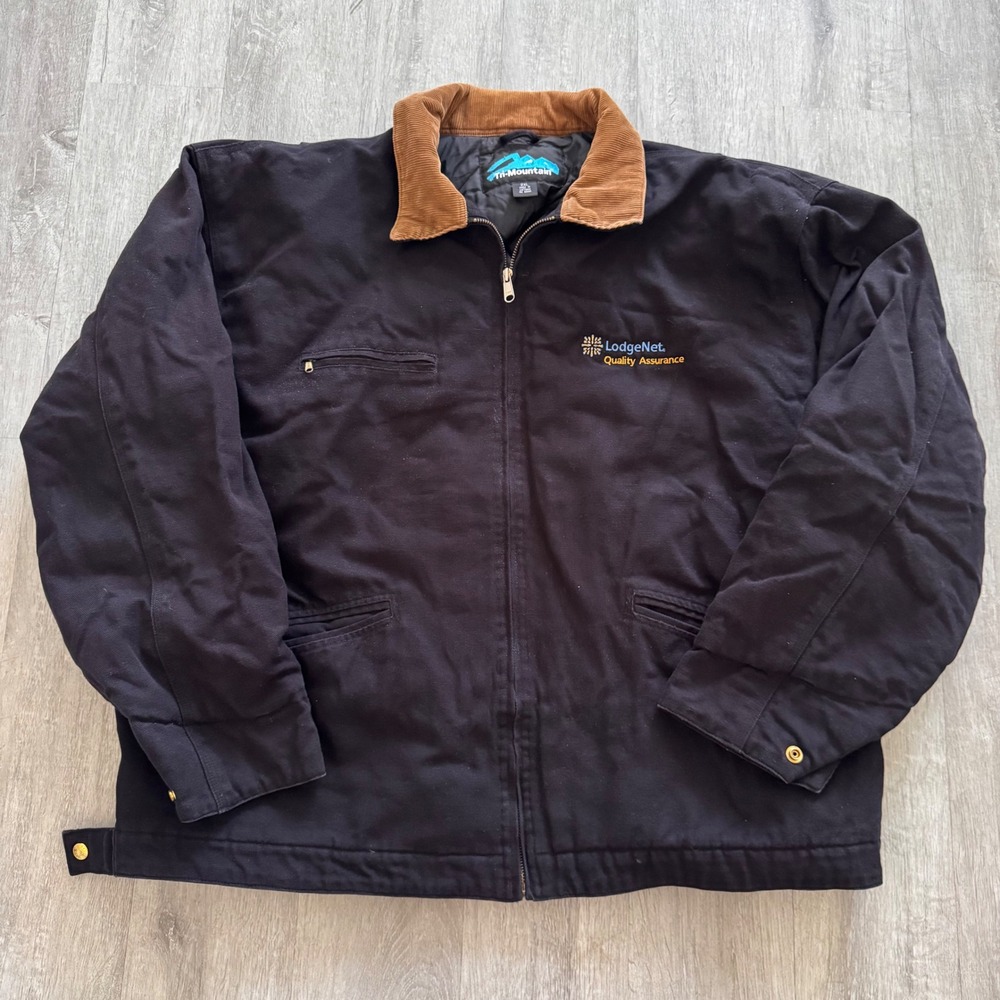 Tri-Mountain Mens 2XL Black Canvas Detroit Work Jacket Quilted Lined